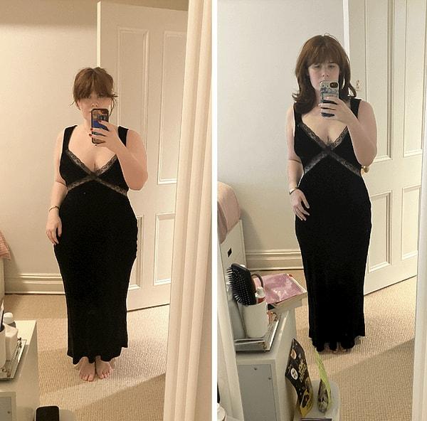 14. "100 gün ve 10 kilo sonra elbise üzerime çok farklı oturuyor!"