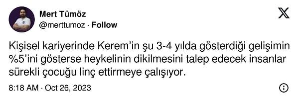 Diğer tarafta ise Kerem Aktürkoğlu'nu savunan Galatasaraylı taraftarlar vardı