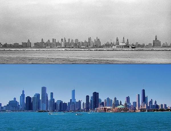 15. Donanma İskelesi ve Chicago silüeti. (1936 ve 2015)
