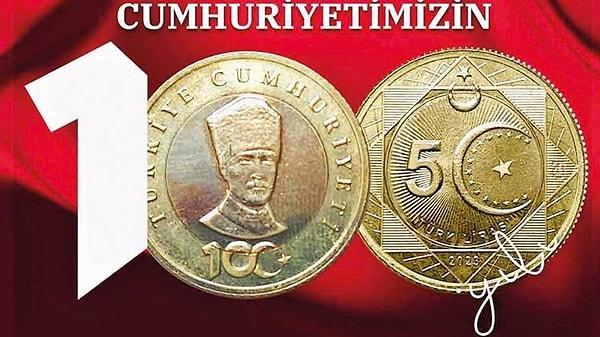 Hazine ve Maliye Bakanlığı'nın 100. Yıl için hazırladığı 5 liralık madeni paraların tasarımı beğeni topladı.