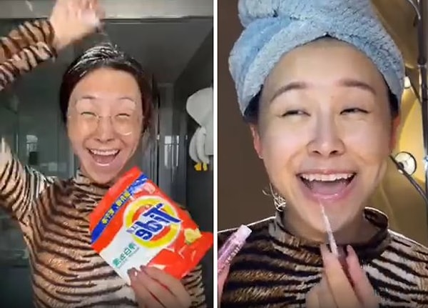 Çinli bir kadının makyaj yaptığı anlara ait video sosyal medyada kısa sürede gündem oldu.
