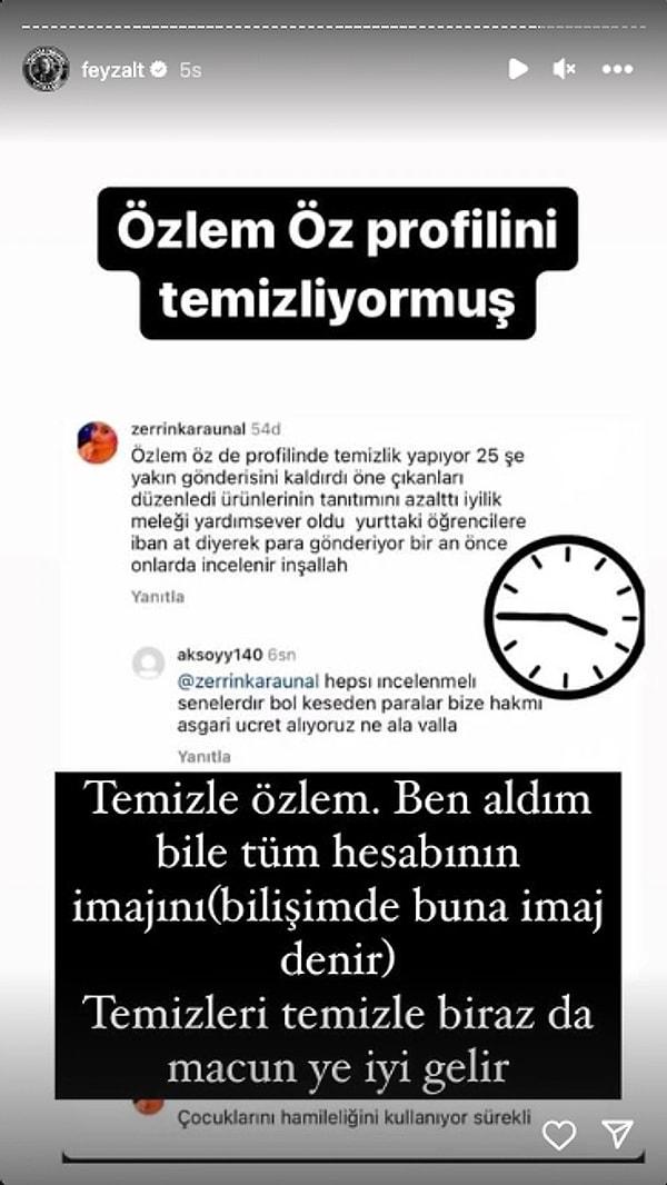 Sosyal medyada Öz ailesine dair farklı detaylar günbegün ortaya çıkmaya devam ederken, avukat Feyza Altun dün yaptığı paylaşımda Özlem Öz'ün Instagram hesabını temizlemeye başladığını açıkladı.