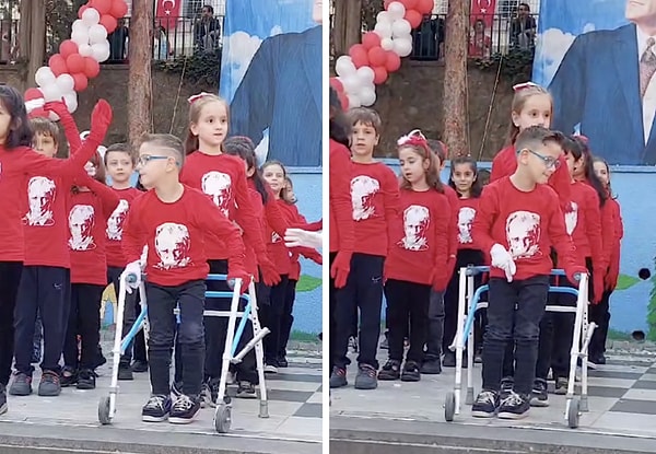 Bu görüntülerin ardından, bir okulda serebral palsili bir çocuğun kutlamalarda en önde görev aldığı görüntüler sosyal medyada yayıldı ve her birimizin umutlarını yeniden yeşertti.