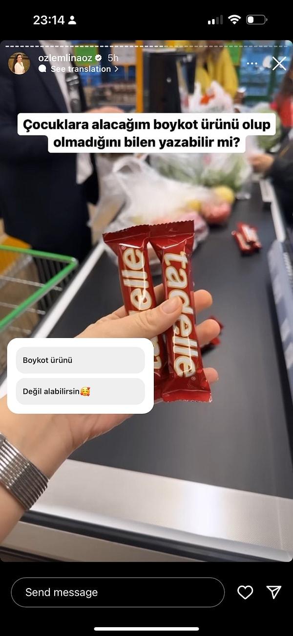 Dün akşam bir markette alışveriş yaparken 'Boykot ürünü mü değil mi?' paylaşımı yapan Öz'ün samimiyeti sosyal medyada sorgulandı.