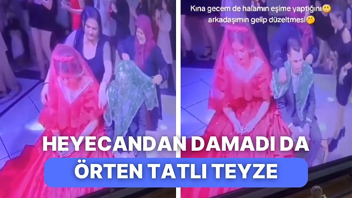 Kına Gecesinde Kafası Karışıp Damadın da Başını Örten Teyze Herkesi Güldürdü