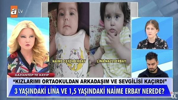 Geçtiğimiz yıl Müge Anlı'nın kapısını çalan Melisa Erbay ve Abdurrahman Erbay 3 yaşındaki Lina ve 1.5 yaşındaki Naime'yi bulmak için Müge Anlı'nın kapısını çalmıştı.