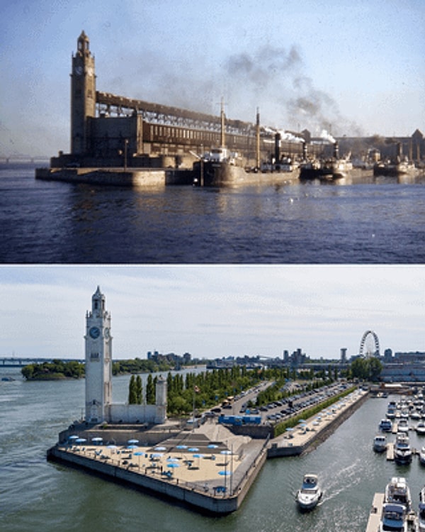 7. Quai de l'horloge (Saat Kulesi İskelesi) Montreal, Quebec, Kanada. (1950'ler ve bugün)