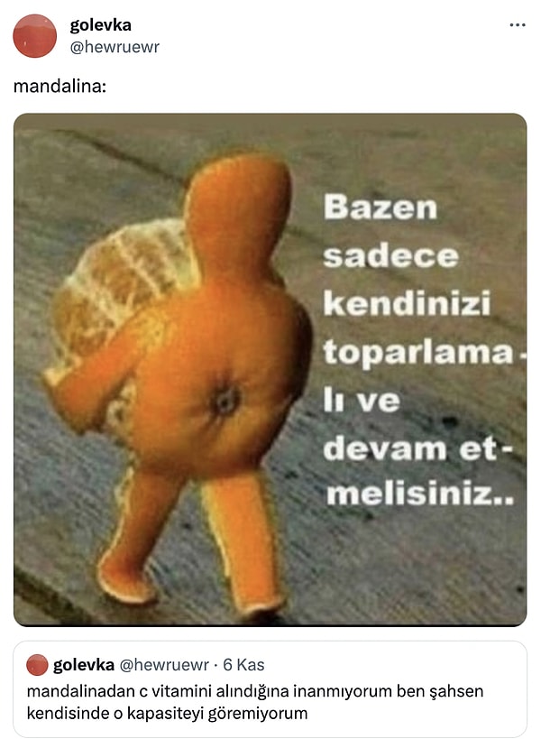 Bence bir mandalinanın üstüne bu kadar gidilmemeli...