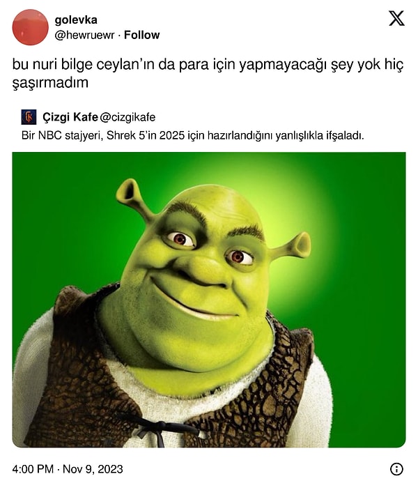 1. Shrek'i taşrada çektirecek diyorlar...