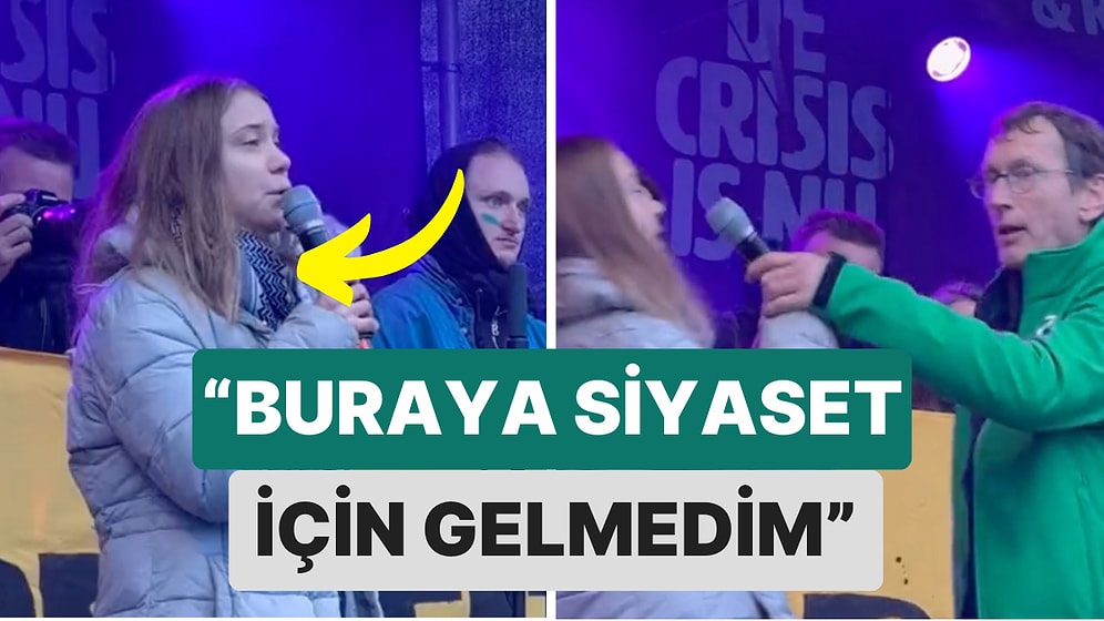 Greta Thundberg İklim Protestosu Sırasında Filistinli Bir Kadını Sahneye Çağırınca Bir Adam Tepki Gösterdi