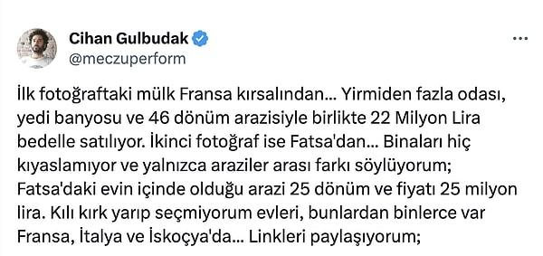 Cihan Gülbudak'ın Twitter hesabından yayınladığı ev ilanı da yine insanı düşündüren cinsten.