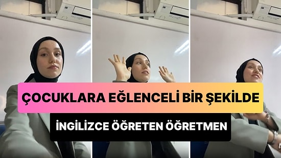 Çocuklara İngilizceyi Eğlenceli Bir Şekilde Öğreten ve Duygu Özaslan'a Benzeyen Öğretmenin Viral Olan Anları