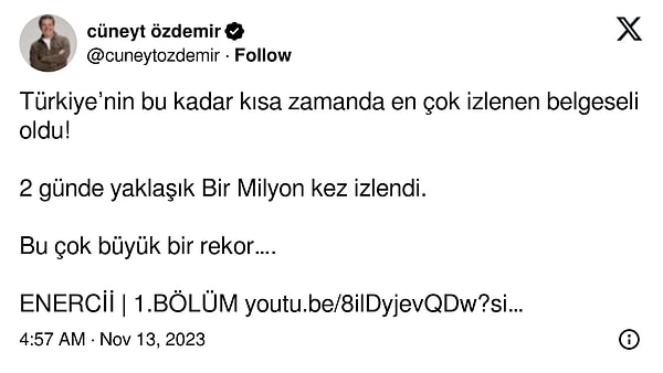 Ancak iki günde yaklaşık 1 milyon izlenme alan belgesel, tepkilere de neden oldu.