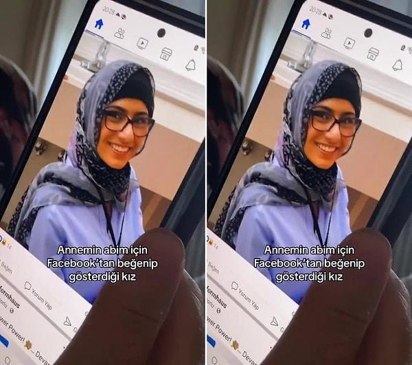 Annesinin abisi için Mia Khalifa'yı beğendiği anları kaydeden genç ise, 'Annemin abim için Facebook'tan beğenip gösterdiği kız' diyerek o anları paylaştı.