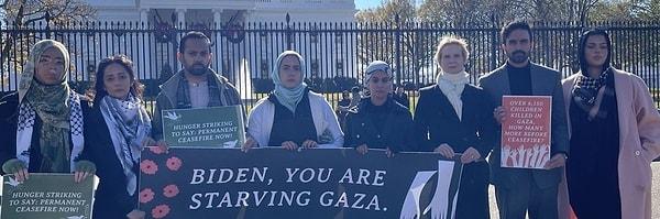 ABD Temsilciler Meclisi üyesi, aktivist ve oyuncular Gazze'de kalıcı ateşkesin yapılması için Beyaz Saray önünde açlık grevi başlattı.