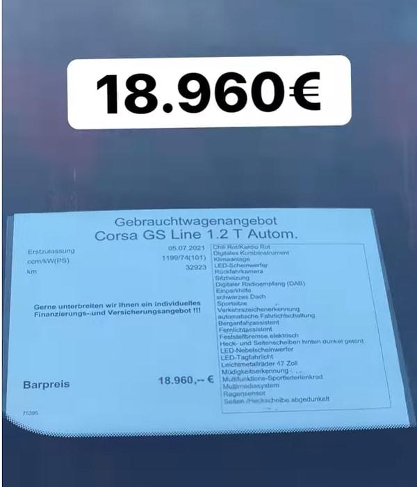 Almanya'da aynı otomobilin fiyatı 18 bin 960 euro (euro/TL 31,84 kurla) 603 bin 700 TL seviyesinde ancak pahalı bulunuyor.