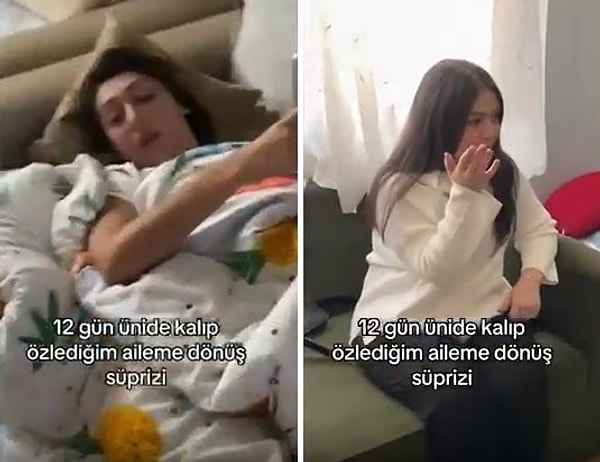 12 gün sonra dönen genci karşılarında gören aile üyeleri oldukça şaşırırken, o anlara ait görüntüler ise gündem oldu.