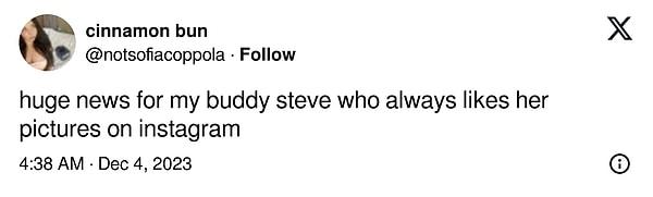 "Instagram'da hep onun fotoğraflarını beğenen dostum Steve için iyi haber"