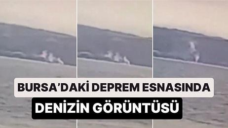 Bursa'da Meydana Gelen 5.1'lik Deprem Esnasında Denizin Ortasından Yükselen Dumanın Görüntüsü Ortaya Çıktı