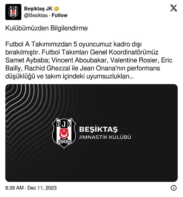 Beşiktaş'ın paylaşımı 👇