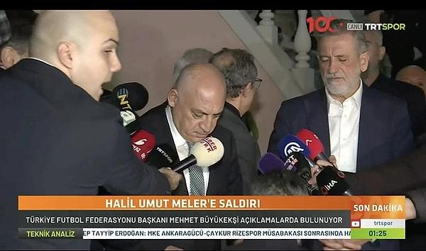 Hakem Halil Umut Meler'e Ankaragücü Başkanı Faruk Koca tarafından saldırıya uğramasının ardından TFF Başkanı Mehmet Büyükekşi açıklamalarda bulundu. Süper Lig ve alt ligler süresiz olarak tatil edildi.