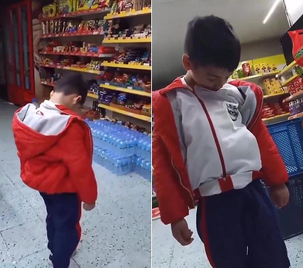 Girdiği markette ayakta uyuyakalan çocuğun o anlarını ise annesi paylaştı. Görüntüler sosyal medyada viral oldu.