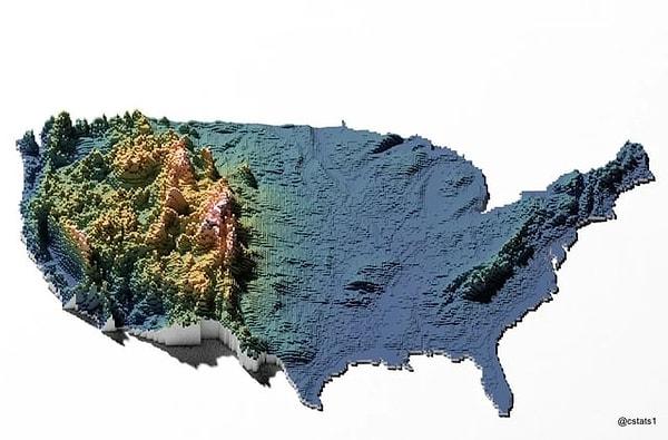 3. ABD'nin topografya haritası.
