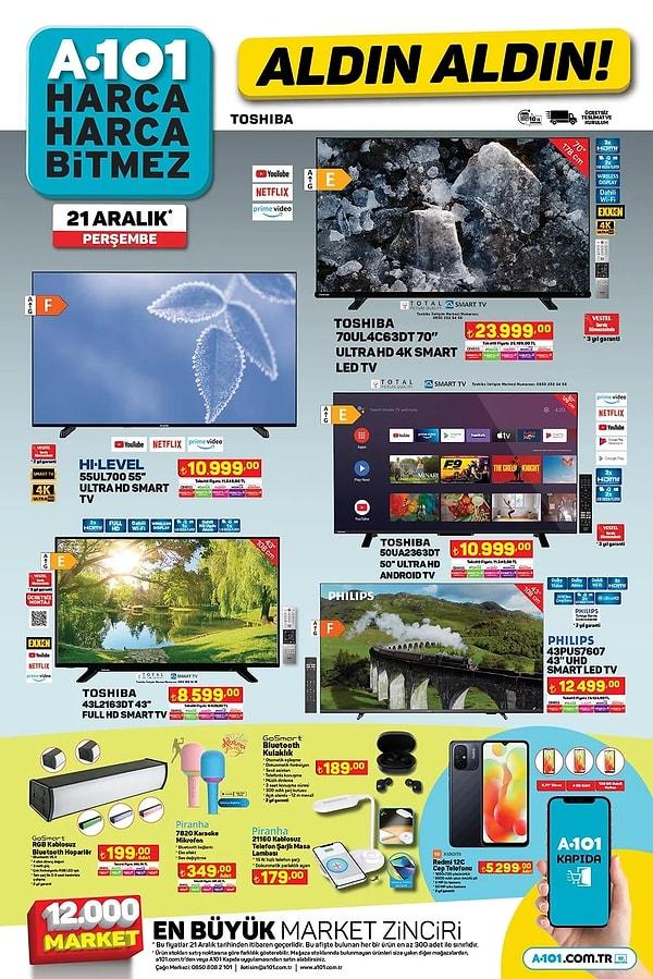 Toshiba 70" Ultra HD 4K Smart Led Tv 23.999 TL
