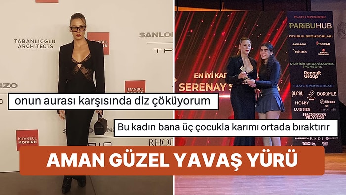 En İyi Kadın Oyuncu Ödülünü Kazanan Serenay Sarıkaya Ödül Gecesine Güzelliğiyle Damga Vurdu