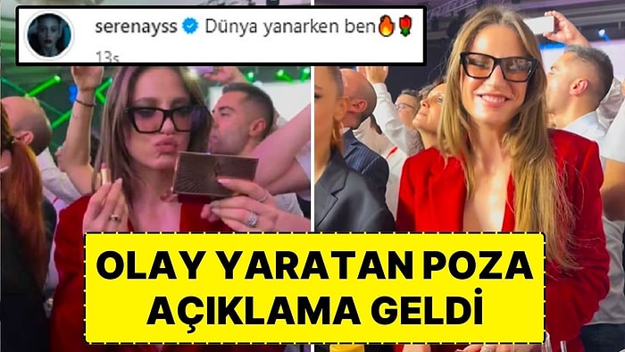 Serenay Sarıkaya'dan Umut Evirgen ile Alina Boz'un Düğünündeki 'Dünya Yanarken Ben' Pozuna Açıklama Geldi