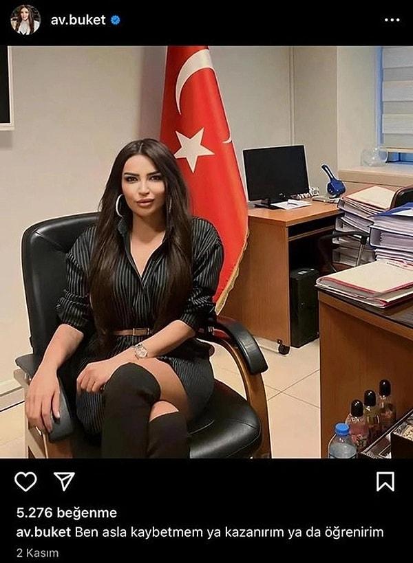 Avukat Buket Nurşah Tekışık'ın İstanbul'da bir savcının odasında çektirdiği fotoğrafları ve “Ben asla kaybetmem ya kazanırım ya da öğrenirim” notuyla paylaşması gündem olmuştu.