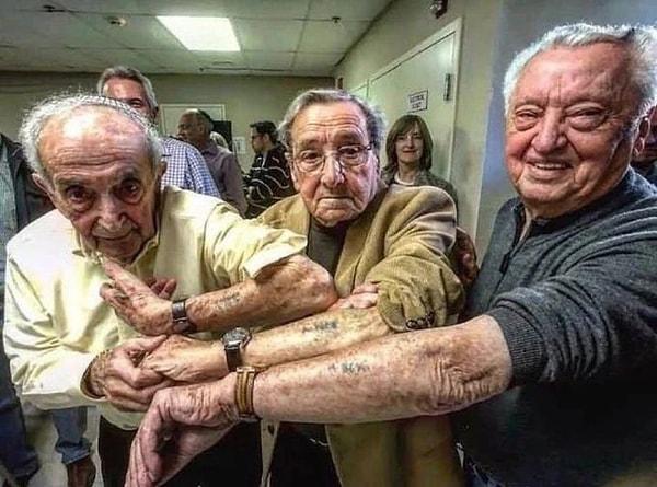 Auschwitz demişken, bu fotoğraf da tam anlamıyla bir "zafer" kutlanıyor. Toplama kampından sağ kurtulan üç Yahudi adam, 73 yıl sonra tekrardan bir araya geliyor.