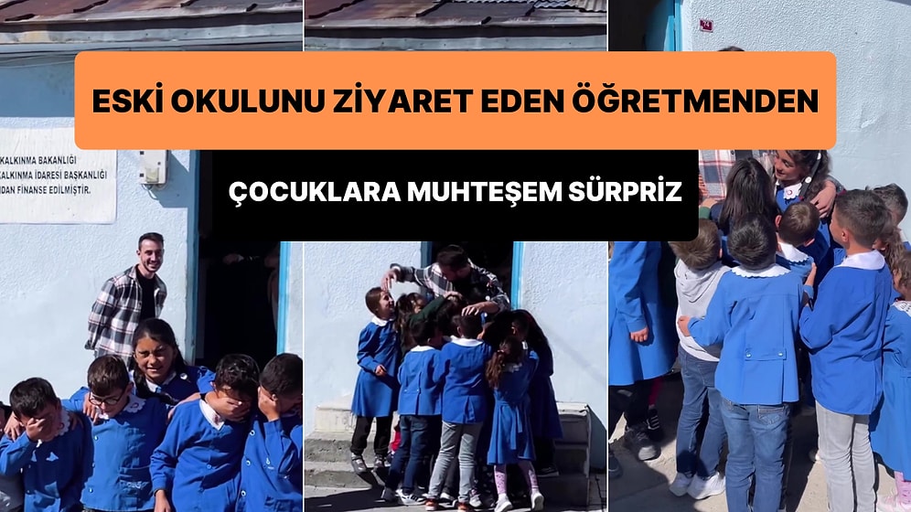 Görev Yaptığı Eski Köy Okulunu Ziyaret Eden Öğretmenden Çocuklara Muhteşem Sürpriz