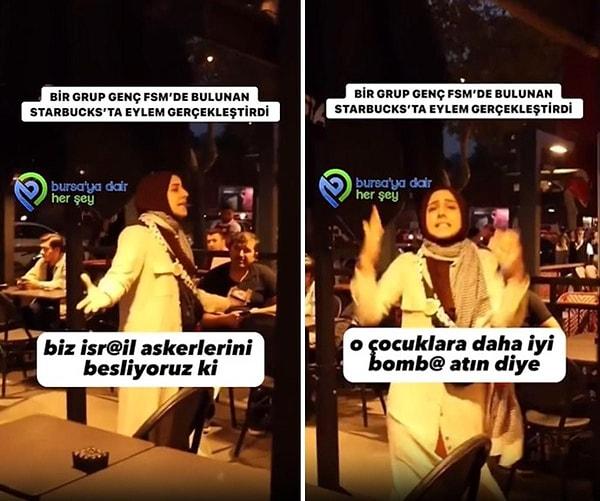 Bu protestonun en çok dikkat çeken örneği Bursa'da yaşanmıştı. Tepki gösteren kadın, 'Starbucks açık bir şekilde İsrail'e desteğini açıkladı, sizin hiç mi vicdanınız sızlamıyor çocuklar katledilirken' demişti.