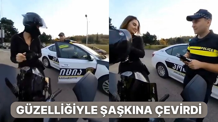 Çevirmeye Takılan Motosikletli Genç Kadın Kaskını Çıkarınca Polise Ceza Yazmayı Unutturdu