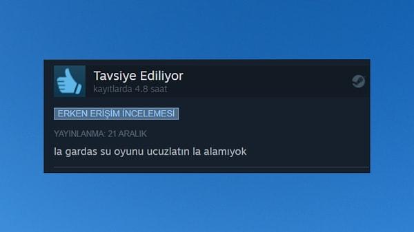 Steam'in artık yorumlarda yer bildirimine izin verdiğini biliyor muydunuz? Mesela bu yorum Ankara'dan.