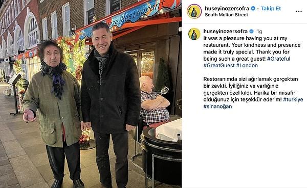 İngiltere'de restoranları olan Hüseyin Özer'in paylaştığı fotoğrafta gülerek poz vermesi ise tepkilere yol açtı.