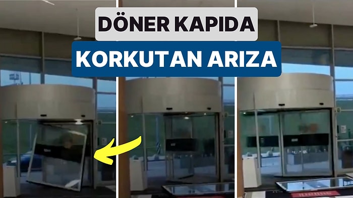 Yeni Fobi Yüklendi! Bir AVM'deki Otomatik Kapı Kontrolden Çıkıp Hızla Dönmeye Başlayınca Kapılardan Biri Koptu