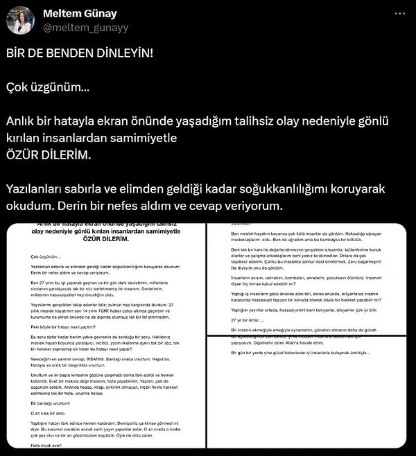 İşte o paylaşım: