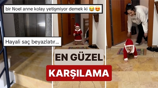 Babasını İşten Dönüşte Noel Anne Kostümüyle Karşılayan Miniğin O Anları Kalbinizi Isıtacak