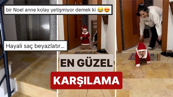 Babasını İşten Dönüşte Noel Anne Kostümüyle Karşılayan Miniğin O Anları Kalbinizi Isıtacak