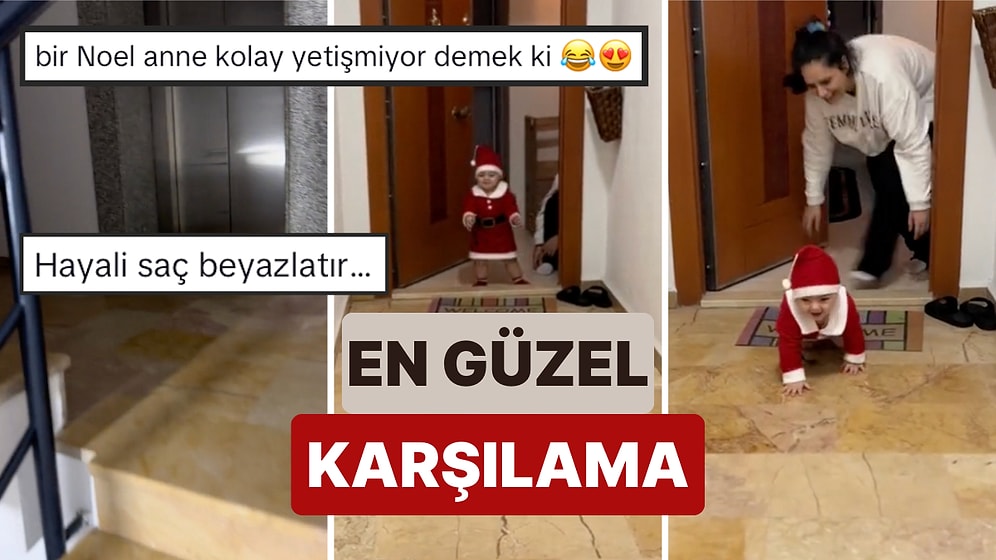 Babasını İşten Dönüşte Noel Anne Kostümüyle Karşılayan Miniğin O Anları Kalbinizi Isıtacak