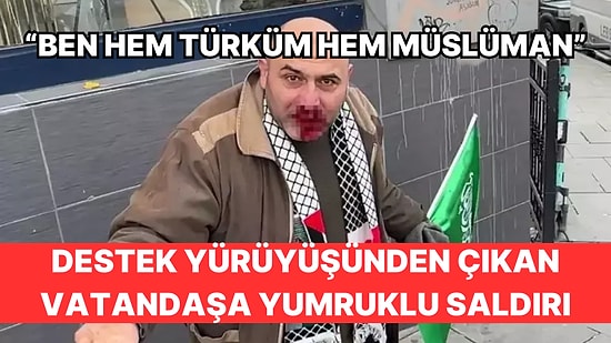 Filistin'e Destek Yürüyüşünde Bir Vatandaş Kelime-i Tevhid Bayrağı Açan Bir Kişiye Yumruk Attı