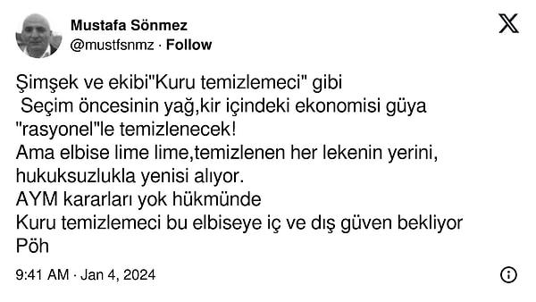 Mehmet Şimşek'in 2024'ün ikinci yarısında düşeceğini söylediği enflasyon açıklaması sosyal medyada dikkat çekti.
