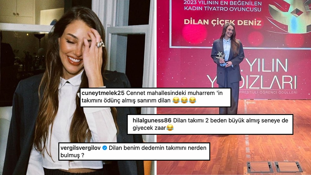 Ödül Törenine Kendine 2 Beden Büyük Gelen Takımıyla Katılan Dilan Çiçek Deniz Eleştirilerden Nasibini Aldı