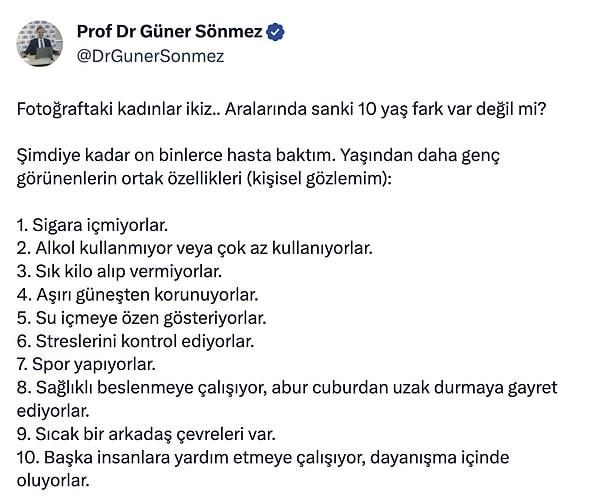 Çalışmayı paylaşan Prof Dr Güner Sönmez...