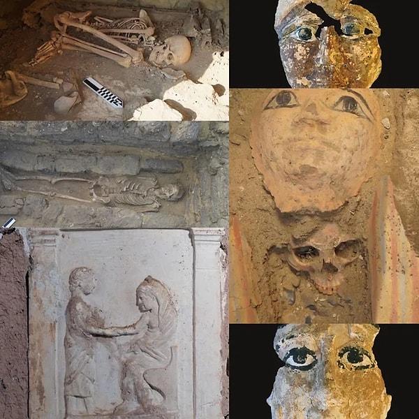12. Mısır bilimci Zahi Hawass, yakın zamanda Saqqara'da 2. Mısır hanedanlığına tarihlenen bir kaya mezarlığında, yüz maskeli bir adam ve bir çocuğun gömülmesinin yanı sıra çeşitli Geç Dönem ve Ptolema Dönemi mezarlarının keşfedildiğini bildirdi. (M.Ö 2890-200)
