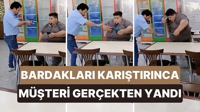İp Bağladığı Çay Bardağıyla Bardak Düşürme Şakası Yapan İşletmeci Bardakları Karıştırınca Müşterisini Yaktı