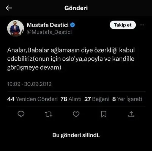Cumhur İttifakı ortağı BBP lideri Mustafa Destici'nin 9 askerin şehit olmasının ardından gündem olan “Özerkliği kabul edebiliriz” tweeti bir anda büyük tartışma çıkarmıştı.