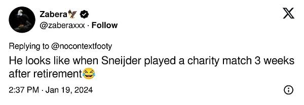 "Sneijder'in emekli olduktan 3 hafta sonra oynadığı yardım maçındaki haline benziyor"👇